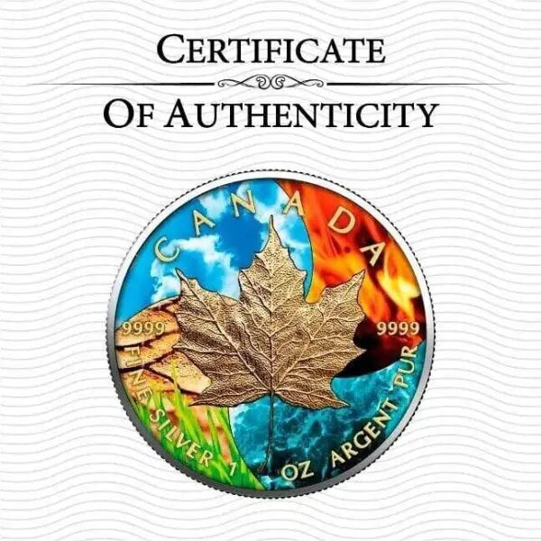 2023 4 Elements Holographic Maple Leaf 1oz Silver Coin