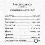 2023 4 Elements Holographic Maple Leaf 1oz Silver Coin