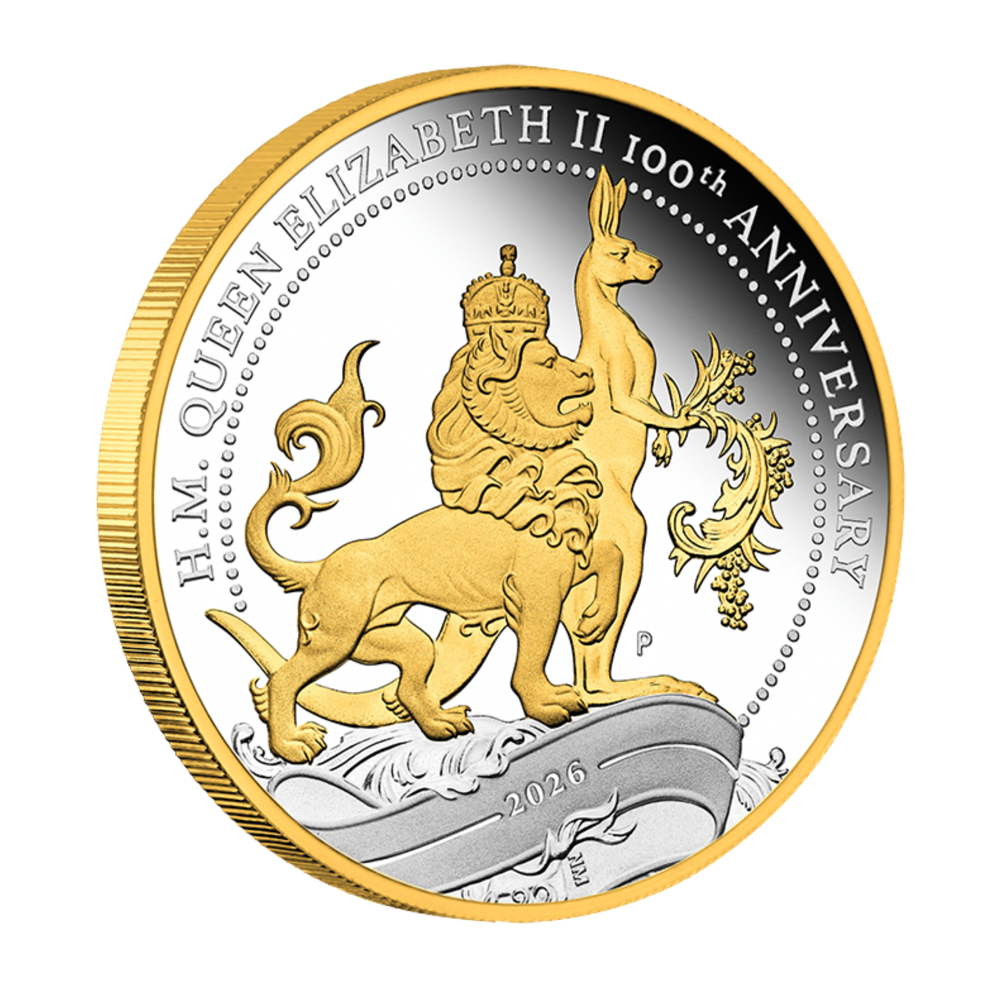 2026 Perth Mint Queen Elizabeth II 100th Anniversary 1oz Silver Proof Gilded Coin