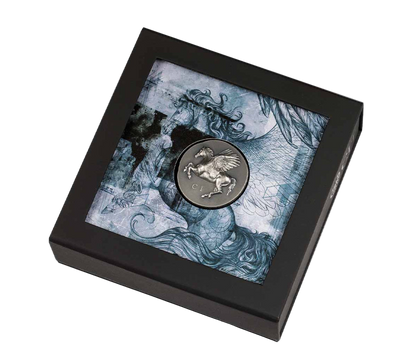 2022 Cook Islands Pegasus 1oz Silver Ultra High Relief Antique Finish Coin