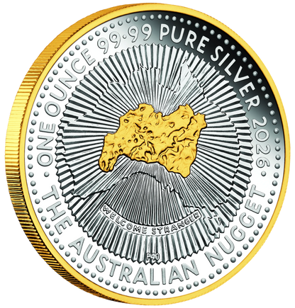 2026 Perth Mint Australian Nugget 40th Anniversary 1oz Proof Gilded Silver Coin - Pre Order