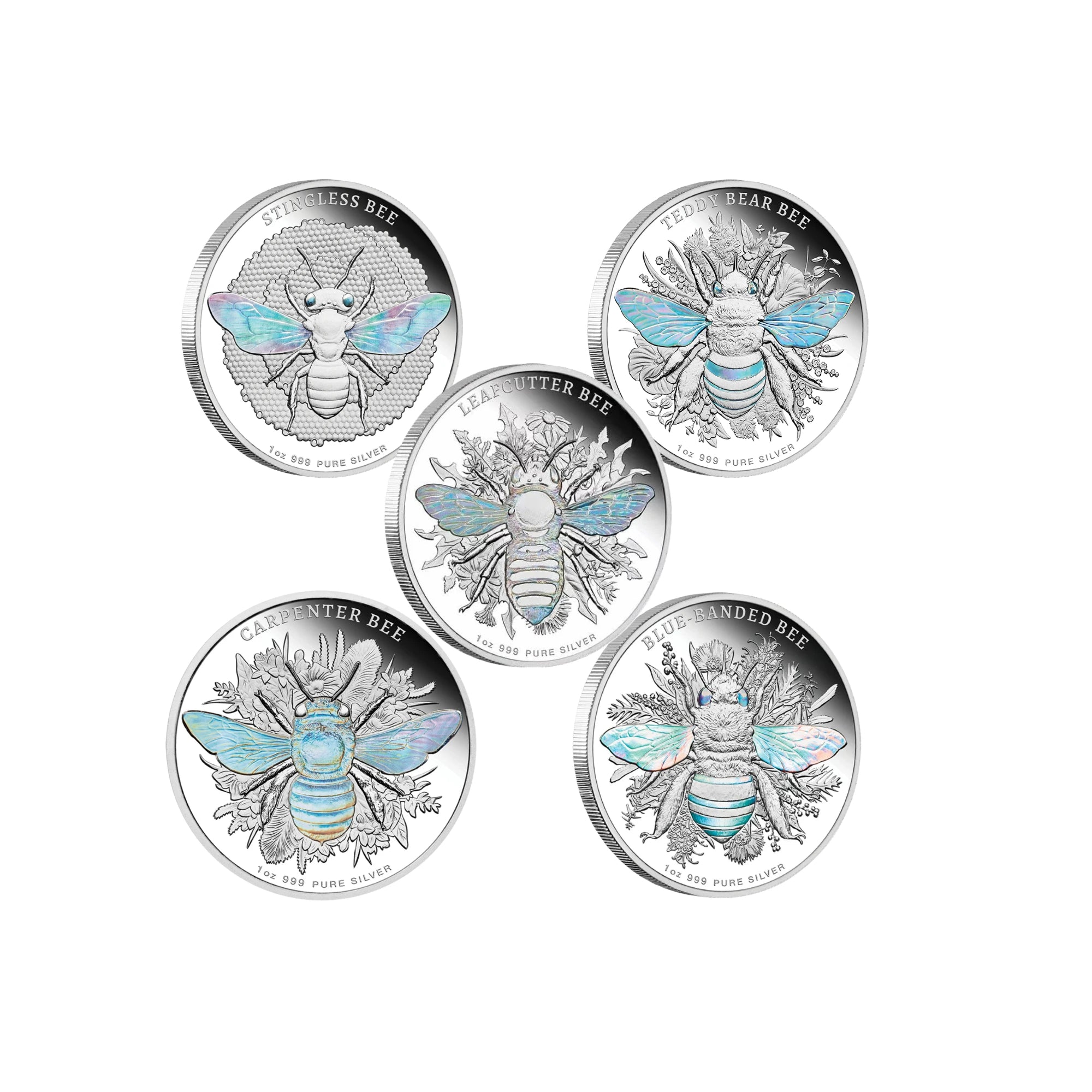2025–2026 Niue Native Bees 1oz Silver Proof 5-Coin Collection