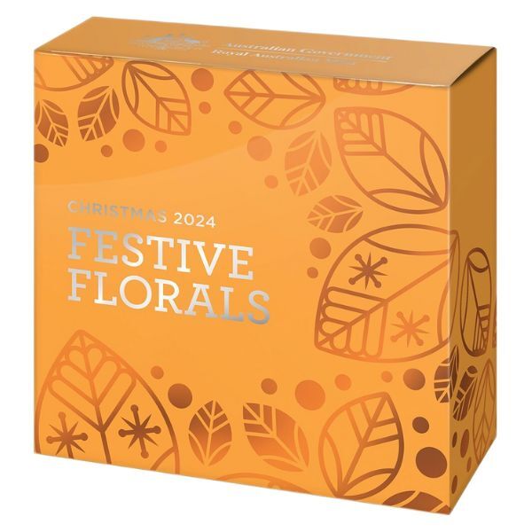 2024 50c Christmas Festive Florals Coloured Fine Silver Proof Coin