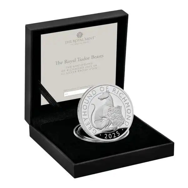 2025 Royal Mint Tudor Beasts Greyhound of Richmond 1oz Silver Proof Coin