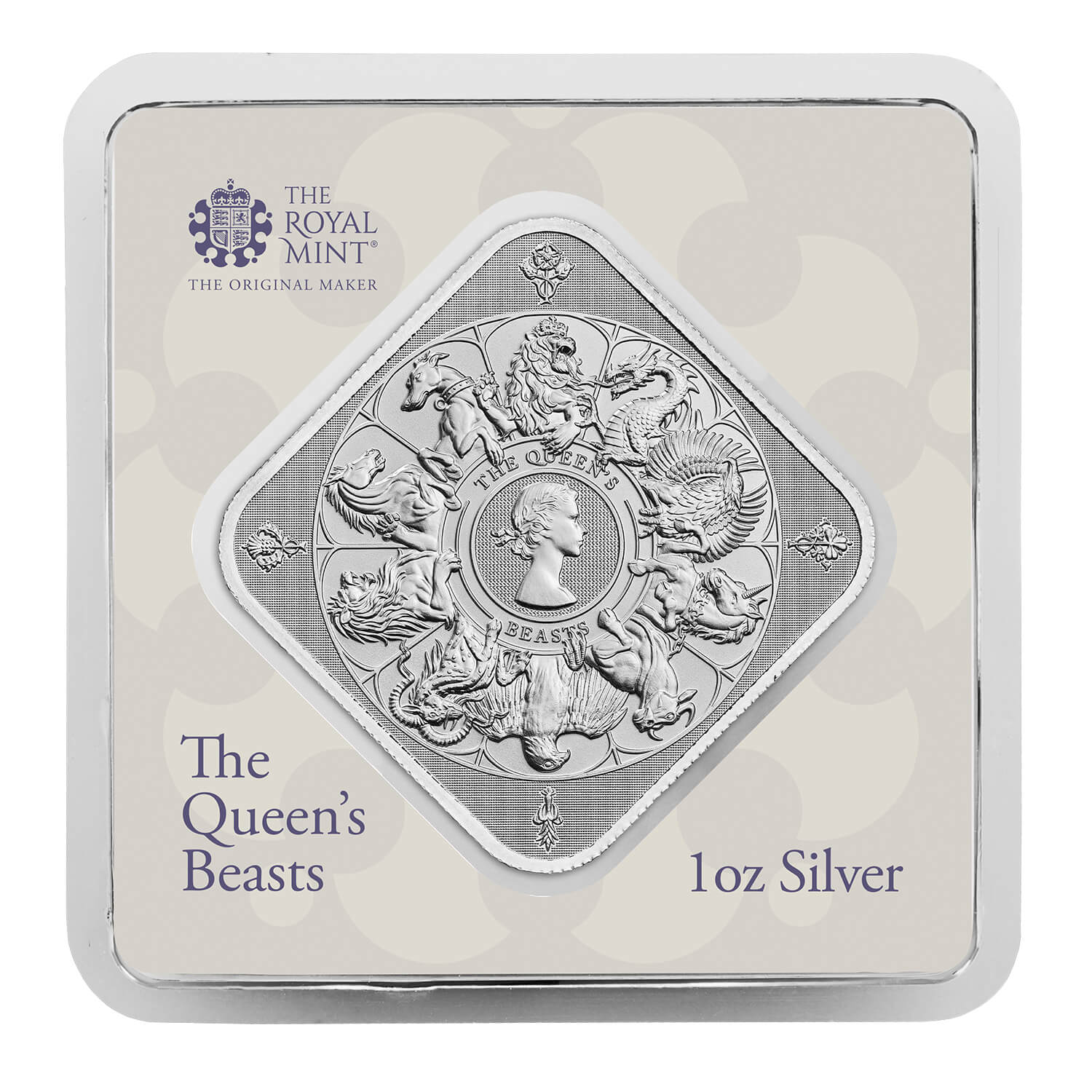 The Queen's Beasts 1oz Silver Bullion Bar on card