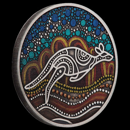 2023 Perth Mint  Kangaroo Yongka Kevin Bynder 2oz Silver Antiqued Coloured Coin