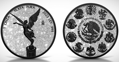 2023 Mexico Libertad Diamond Dust  Black Platinum 1oz Silver Coin