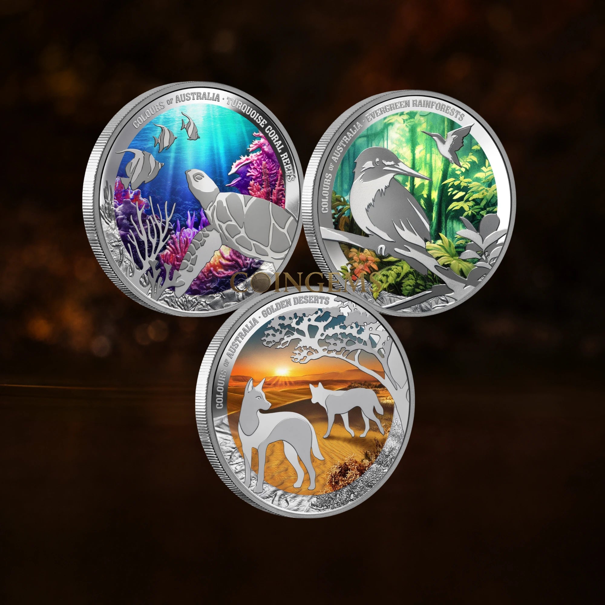 2024–2026 Niue Colours of Australia 1oz Silver Proof 3 Coin Collection