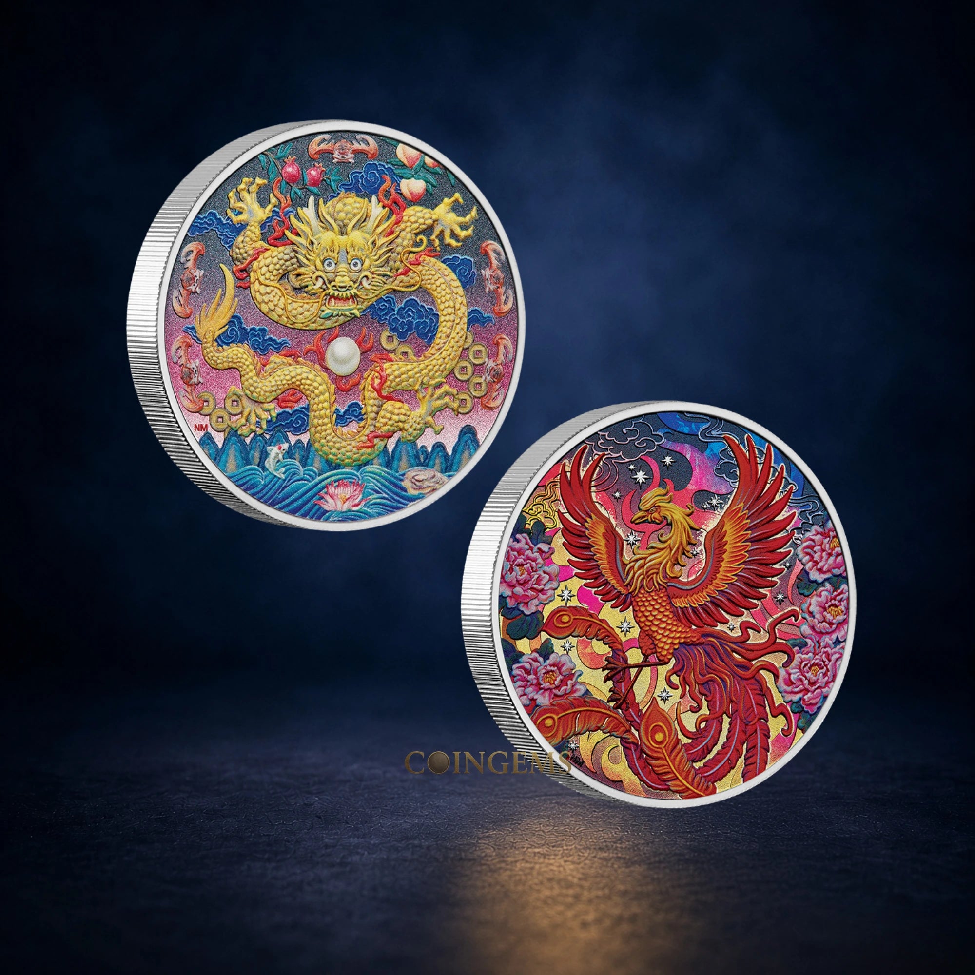 2025–2026 Golden Dragon & Vermilion Phoenix 3oz Silver 2 Coin Collection