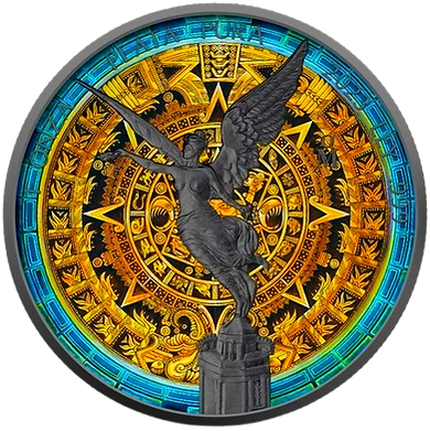 2023 Mexico Libertad Aztec Calendar 1oz  Silver Colorized coin