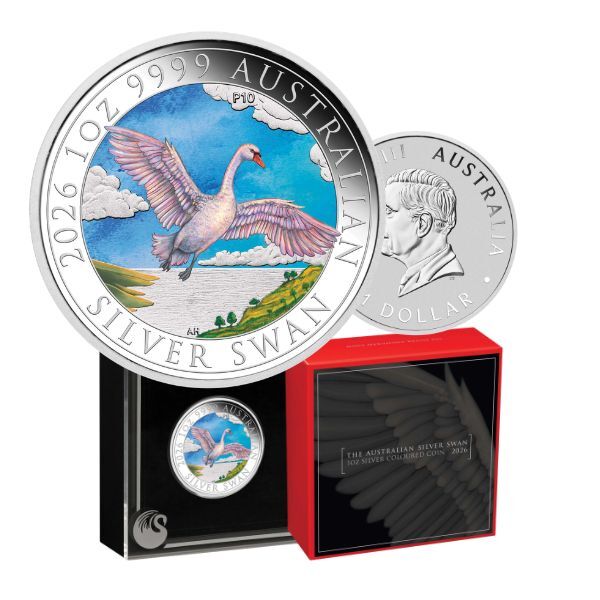 2026 Perth Mint Australian Swan 1oz Silver Coloured Coin