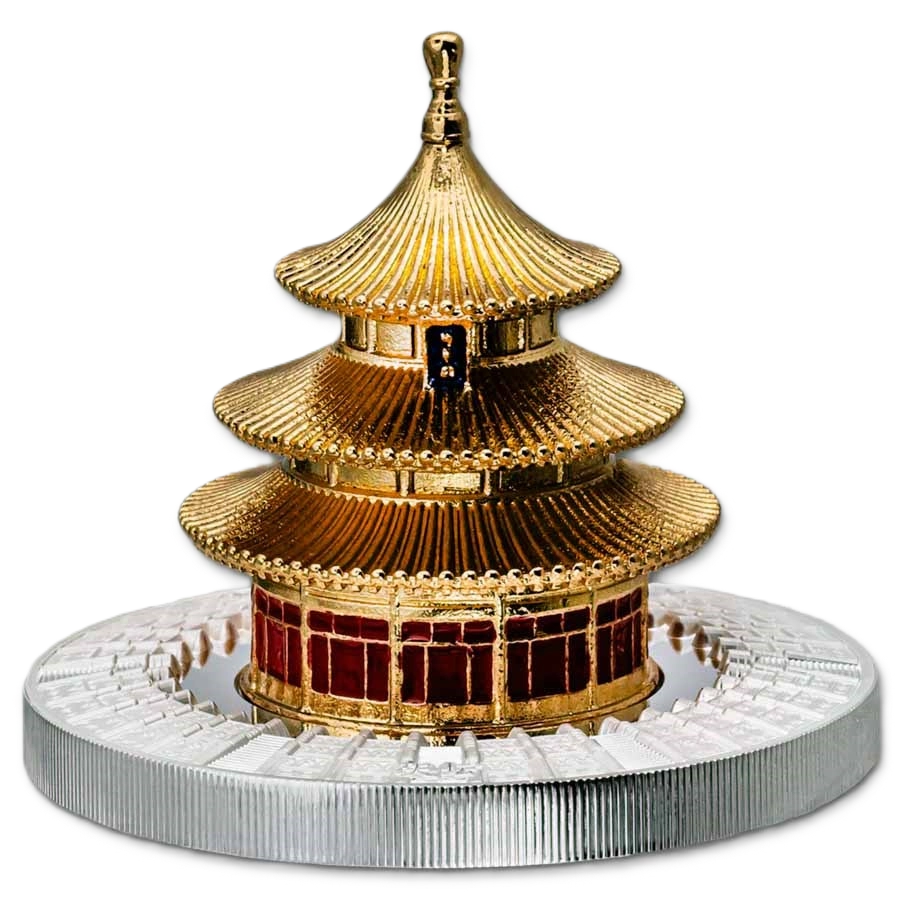 2025 Samoa Heaven Temple 3oz Gold Plated Silver Proof Coin