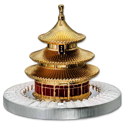 2025 Samoa Heaven Temple 3oz Gold Plated Silver Proof Coin