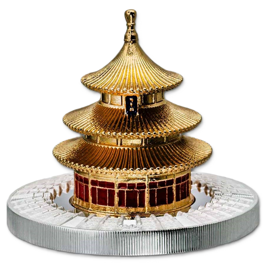 2025 Samoa Heaven Temple 3oz Gold Plated Silver Proof Coin