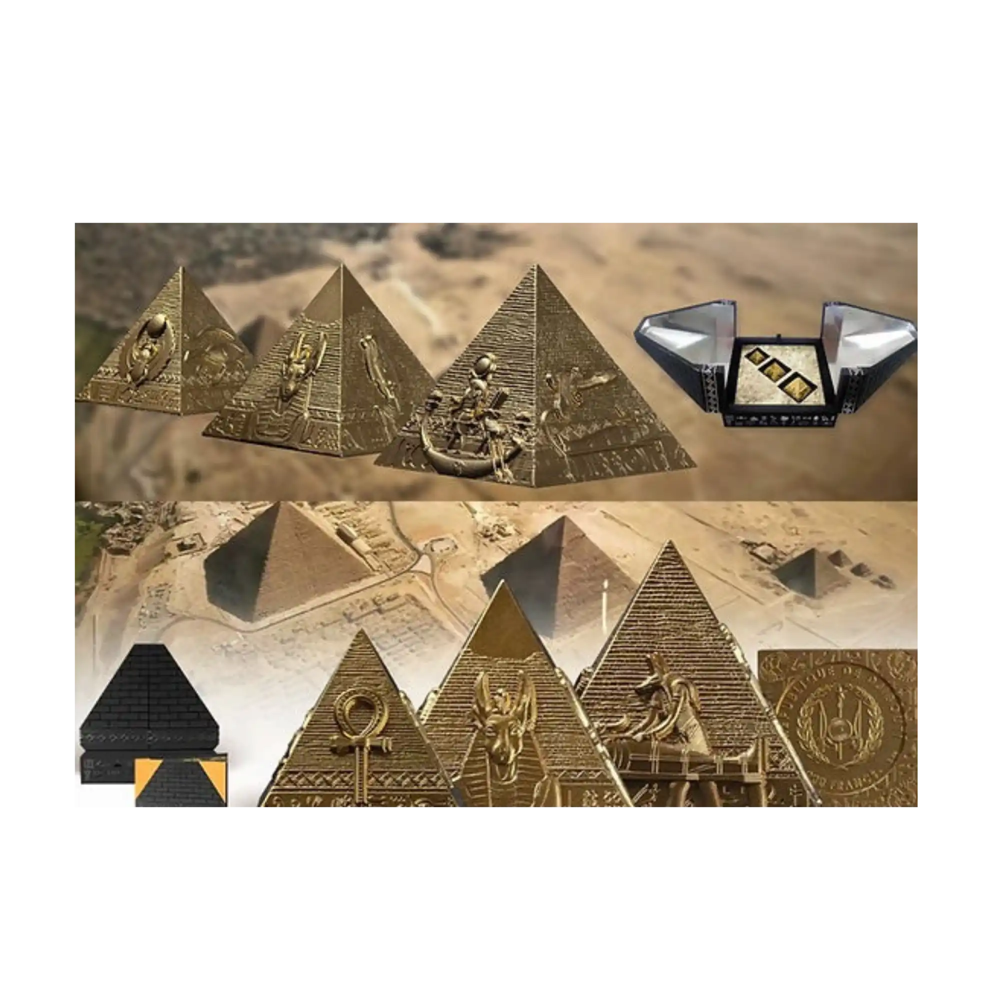 2025 Djibouti Pyramids 6oz of Giza Gilded Edition 3Coin set