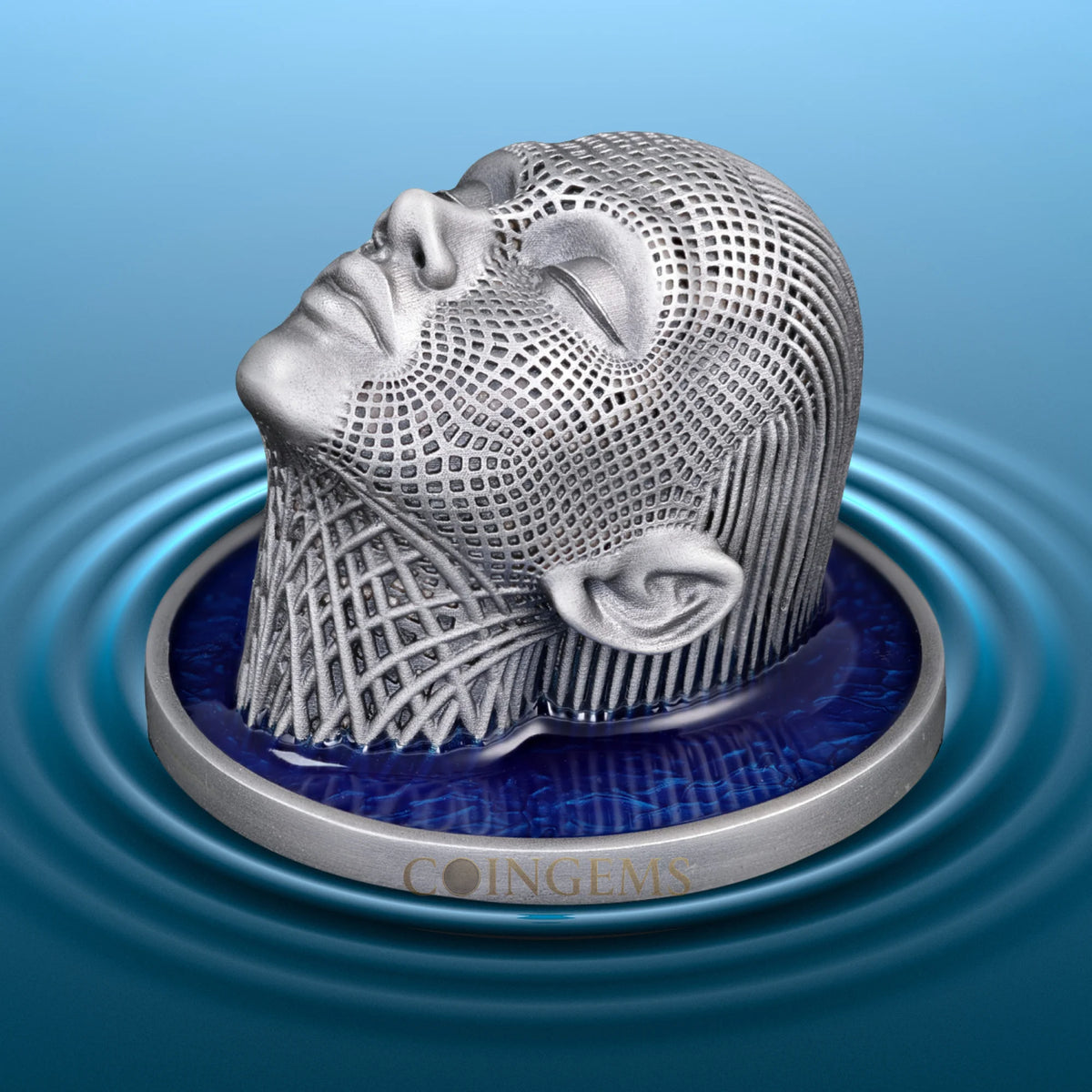 2026 Niue Wireframe Art Lady Waterfall 2oz Silver Antiqued Coin
