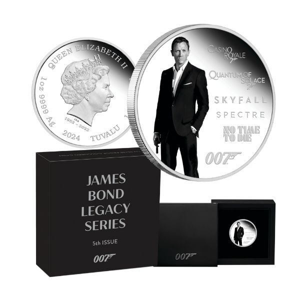 2024 Perth Mint  James Bond Daniel Craig Legacy Series  1oz Silver Proof Coloured Coin