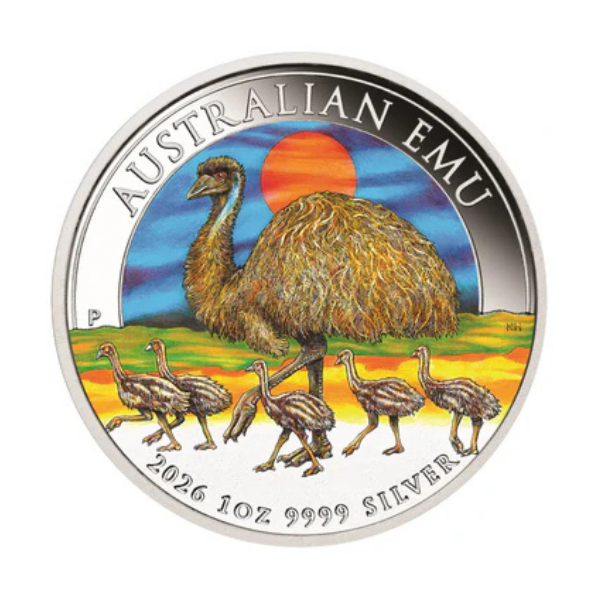 2026 Perth Mint Australian Emu 1oz Silver Coloured Coin