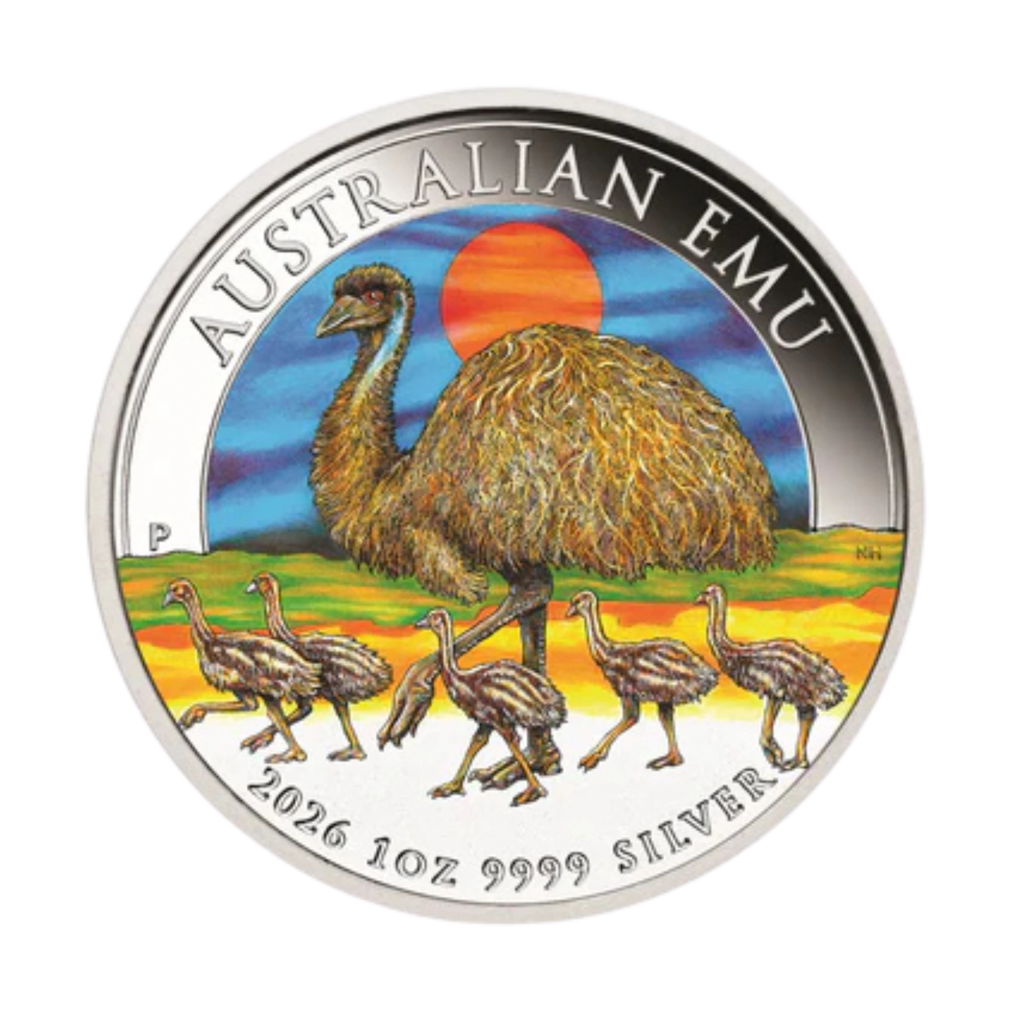 2026 Perth Mint Australian Emu 1oz Silver Coloured Coin