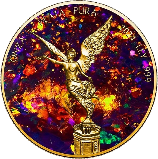 2024 Mexico Libertad Metal Black Opal Gold Edition 1oz Silver Coin