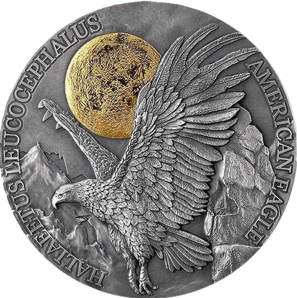 2022 Eagle Wildlife in the Moonlight 2oz Silver Gilded Coin