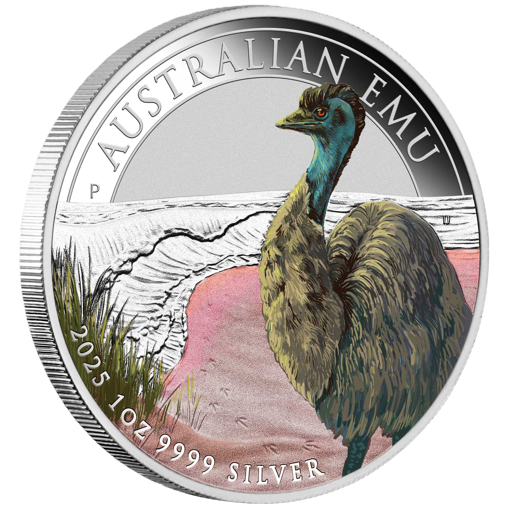 2025 Perthmint Australian Emu 1oz Silver Coloured Coin