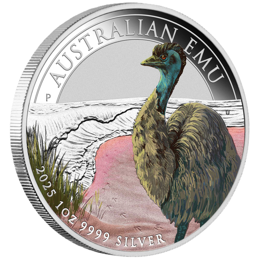 2025 Perthmint Australian Emu 1oz Silver Coloured Coin