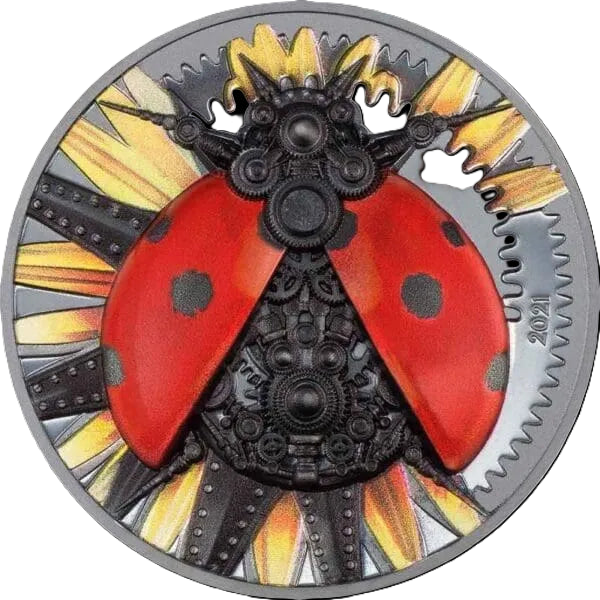 2021 Clockwork Evolution Ladybug 3oz Silver Proof Coin