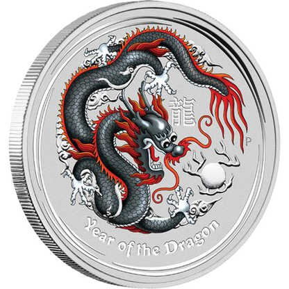 2012 Perth Mint Dragon Black Coloured 1oz Silver Proof Coin