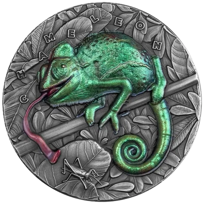 2021 Niue Amazing Animals – Chameleon 3oz Silver Antiqued Coin