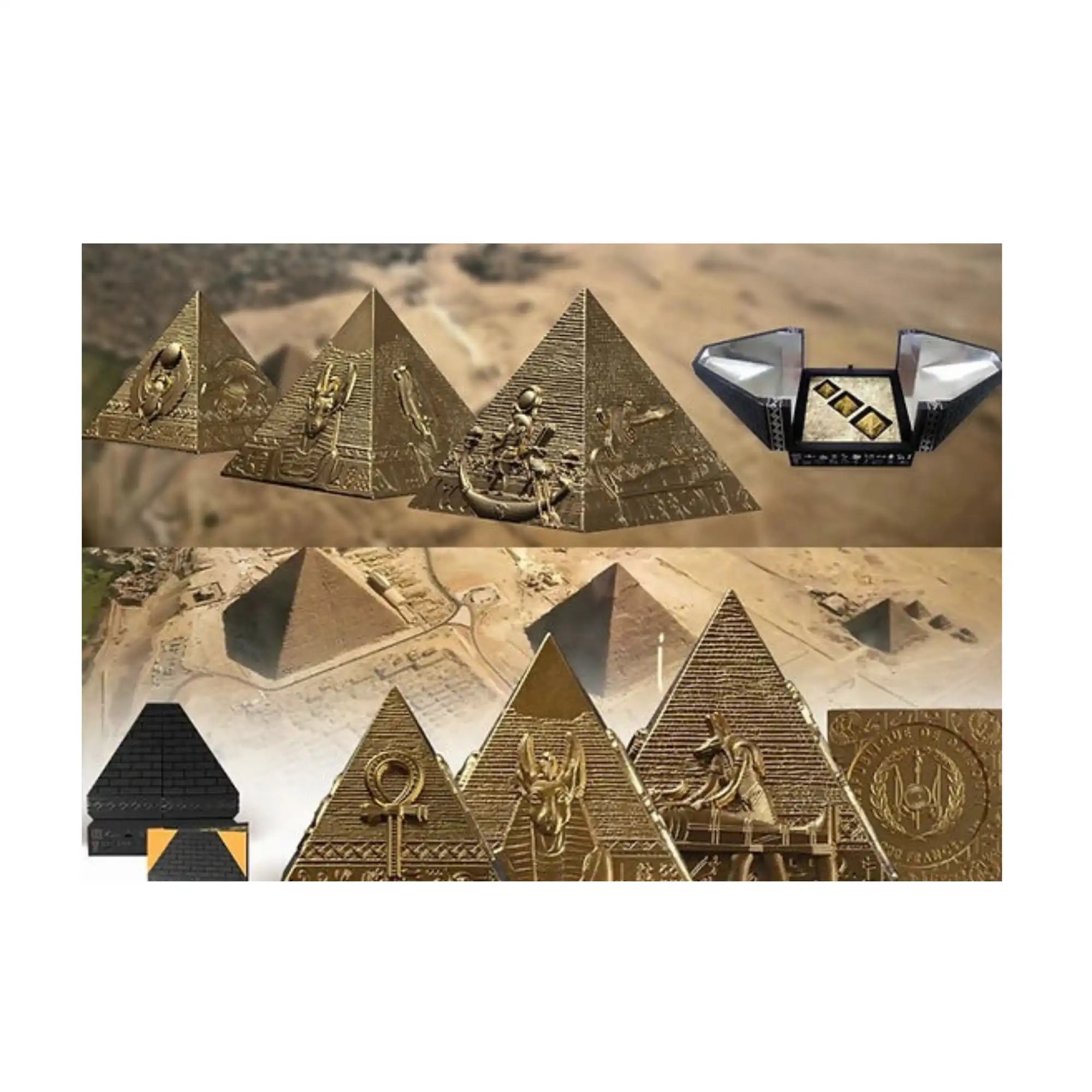 2025 Djibouti Pyramids 6oz of Giza Gilded Edition 3Coin set