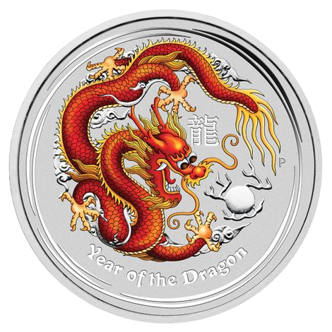 2012 Perth mint Dragon 1oz Silver Red Coloured Proof Coin