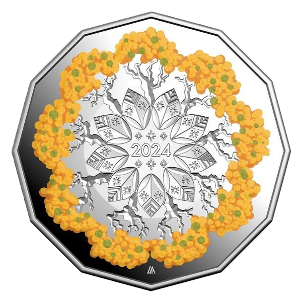 2024 50c Christmas Festive Florals Fine Silver Coloured Proof Coin