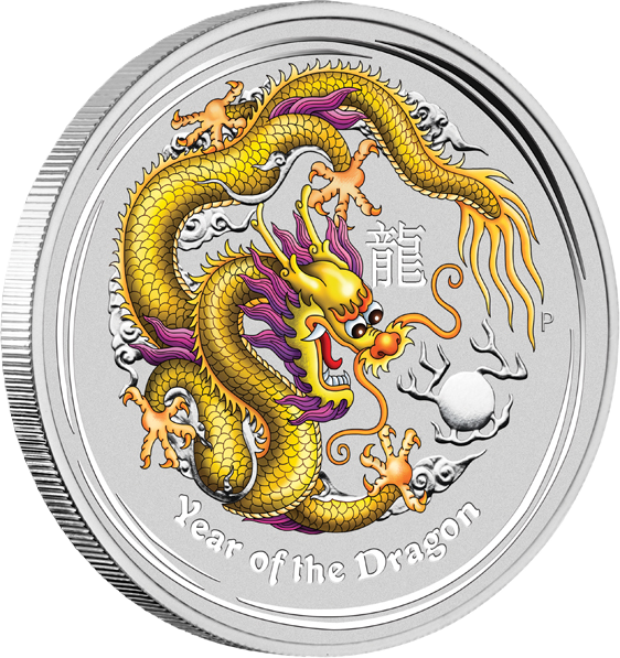 2012 Perth Mint Dragon 1oz Silver Coloured ANDA Melbourne Coin