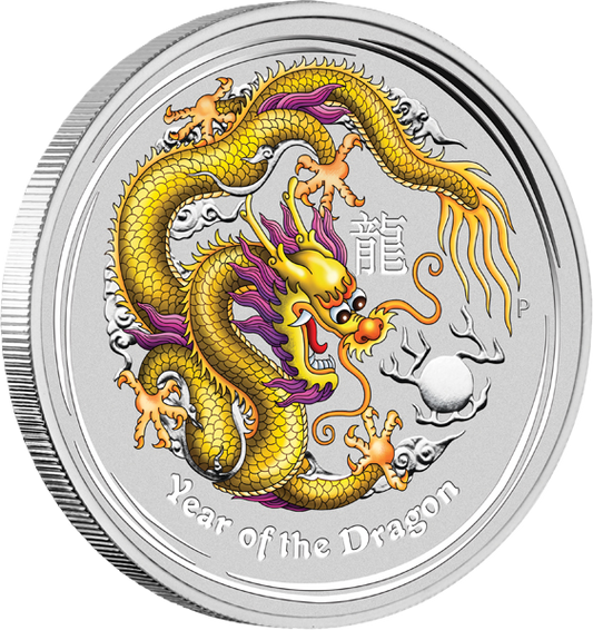2012 Perth Mint Dragon 1oz Silver Coloured ANDA Melbourne Coin