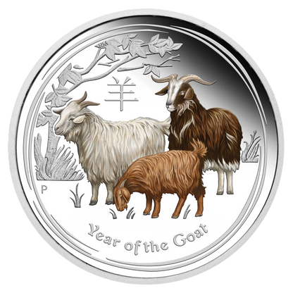 2015 Perth Mint Goat 1oz Silver Proof Coloured Coin
