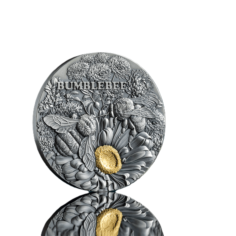 2023 Ghana Nature Architects Bumblebee 2oz Silver Antique HR Gilded Coin