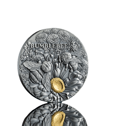 2023 Ghana Nature Architects Bumblebee 2oz Silver Antique HR Gilded Coin