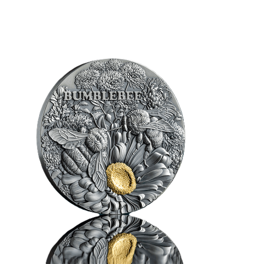 2023 Ghana Nature Architects Bumblebee 2oz Silver Antique HR Gilded Coin