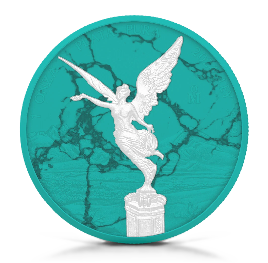 2024 1oz Mexico Libertad Turquoise Marble Edition Silver Color Coin