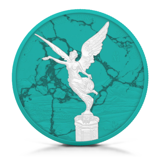 2024 1oz Mexico Libertad Turquoise Marble Edition Silver Color Coin