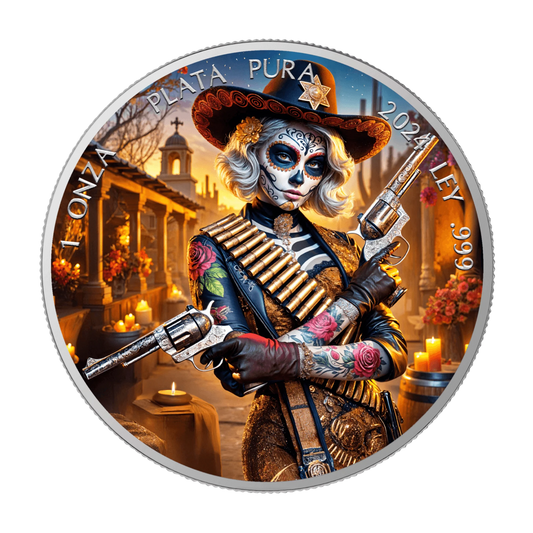 2025 Mexico Libertad Dia De Los Muertos Sheriff 1oz Silver Coloured Coin