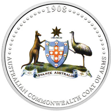2008 Perth Mint Commonwealth Coat of Arms 1oz Silver Coloured Proof Coin
