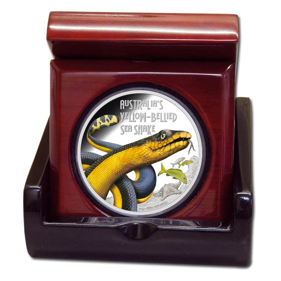 2013 Tuvalu  Deadly and Dangerous Yellow-Bellied Sea Snake 1oz  Silver Proof Coin