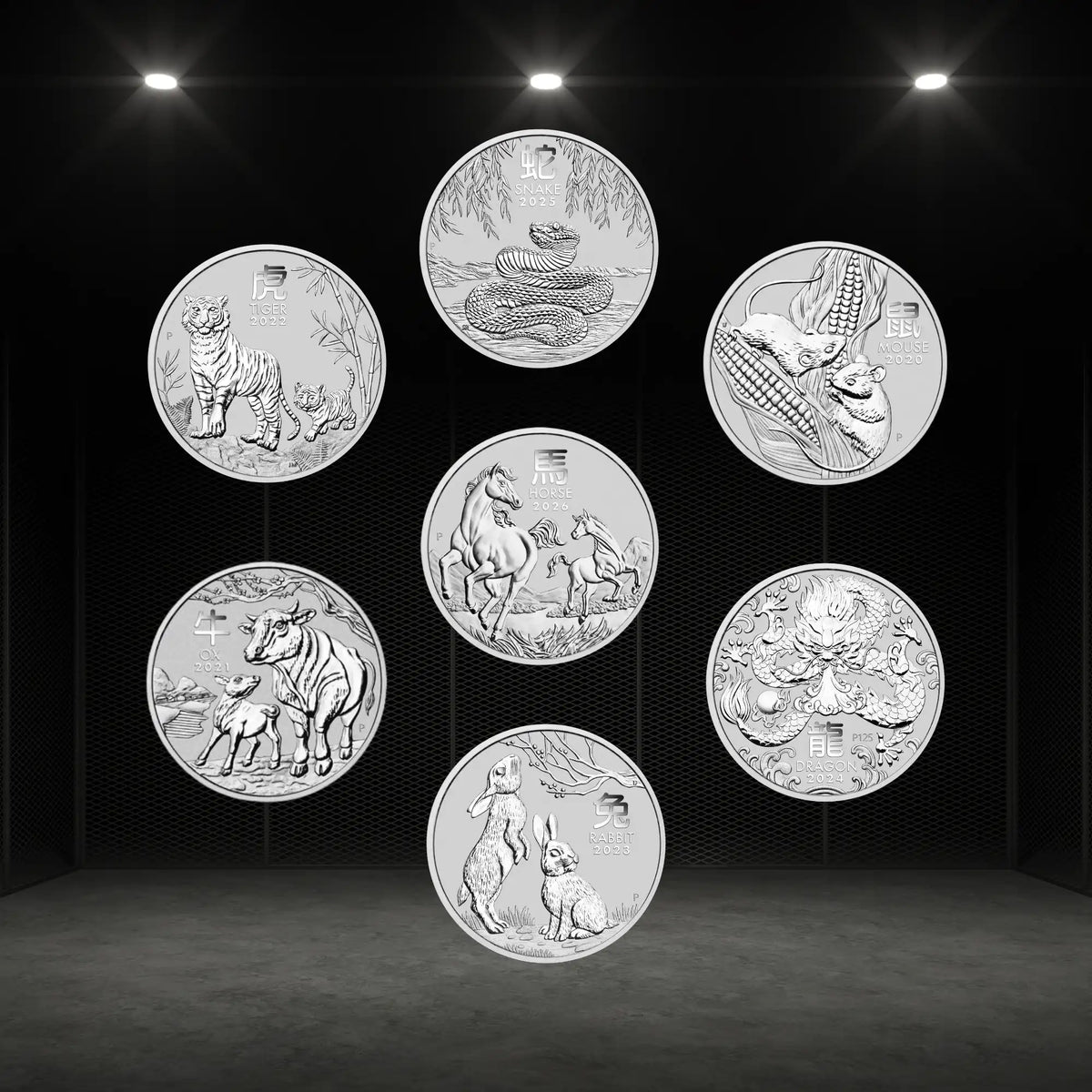 コレクション Perthmint 1/20oz 2026 24k 2020–2026 Perth Mint Lunar 1oz Silver Bullion Seven-Coin collection