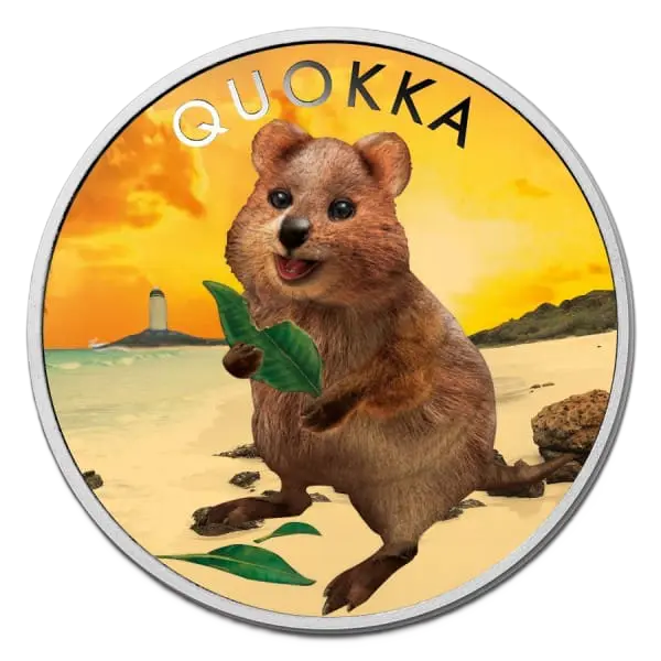 2020 Perth Mint Quokka 1oz Silver Coloured Coin