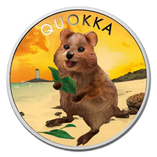 2020 Perth Mint Quokka 1oz Silver Coloured Coin