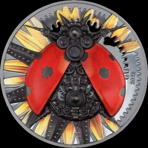 2021 Clockwork Evolution Ladybug 3oz Silver Proof Coin