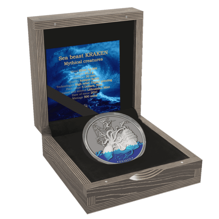 2021 Sea Monster Kraken 2oz Silver Antiqued Coin