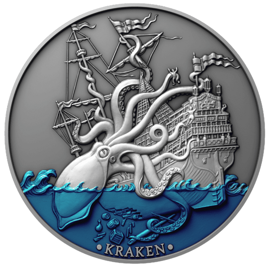 2021 Sea Monster Kraken 2oz Silver Antiqued Coin